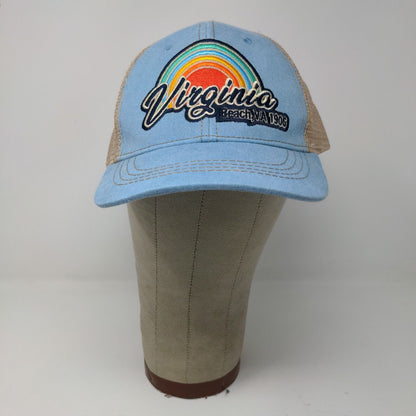 Virginia Beach 1906 Lucky 7 USA Meshback Snapback Blue Tan Hat Cap Embroidered