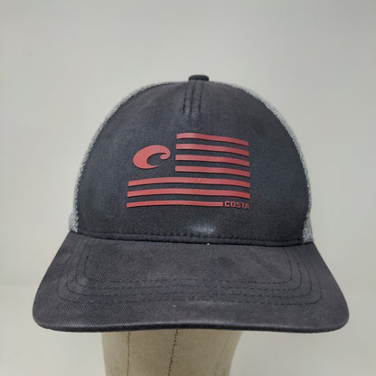 Costa Del Mar Men's Snapback Hat Gray Black 3D Flag Stripe Logo