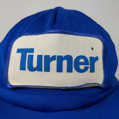 Turner Mens Snapback Mesh Back Trucker Hat Blue Big Patch Logo Cap