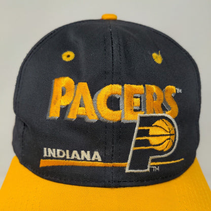 Twins Mens NBA Indiana Pacers Snapback Hat Black Yellow Embroidered Logo OSFA