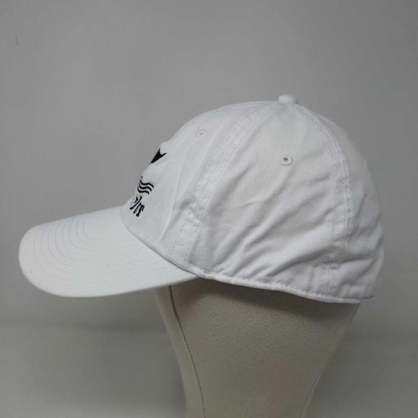 KNP Men's Slideback Hat White Adjustable Embroidered Stone Harbor Whale Logo