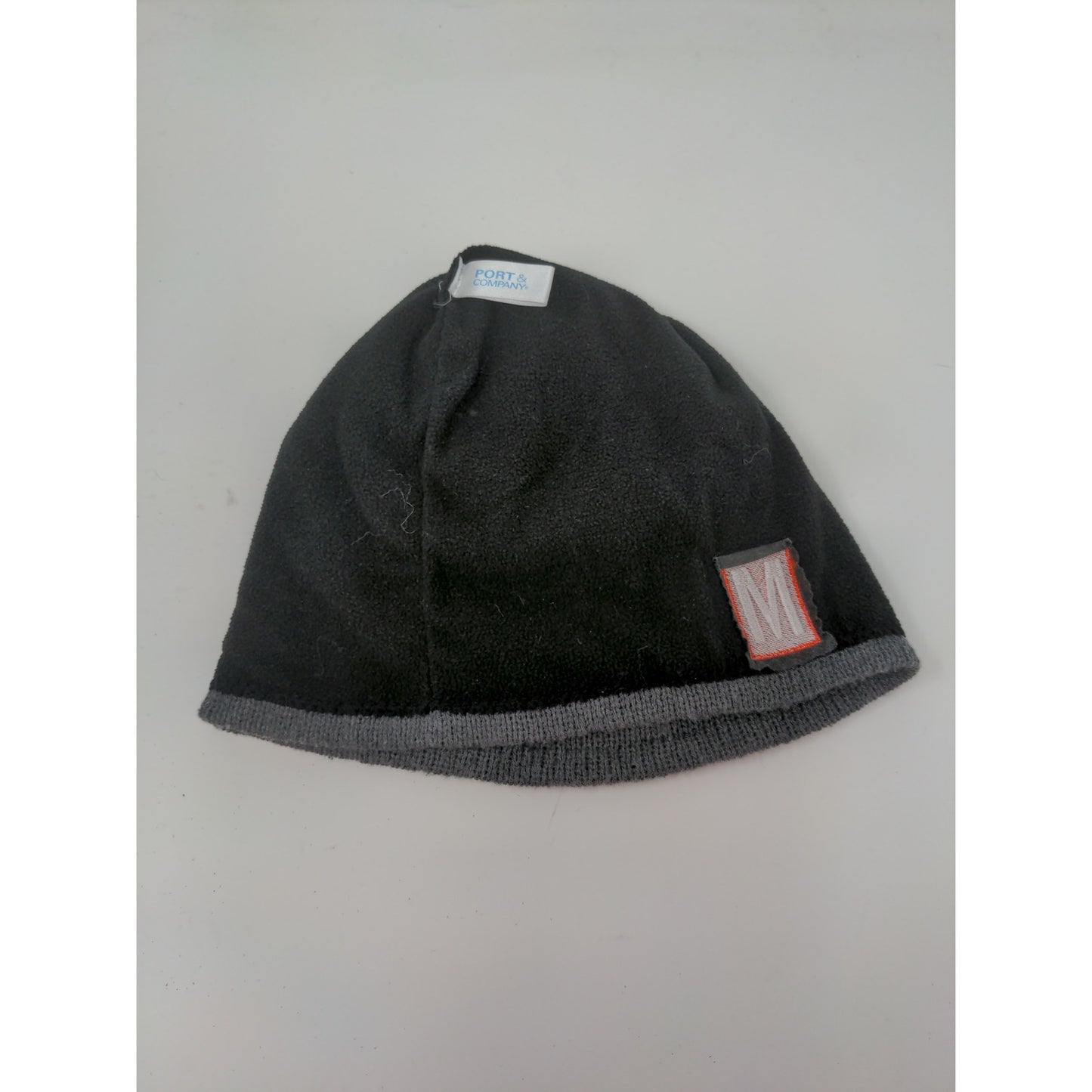 Port & Company Lined Beanie Hat Embroidered M Logo Gray 100% Acrylic