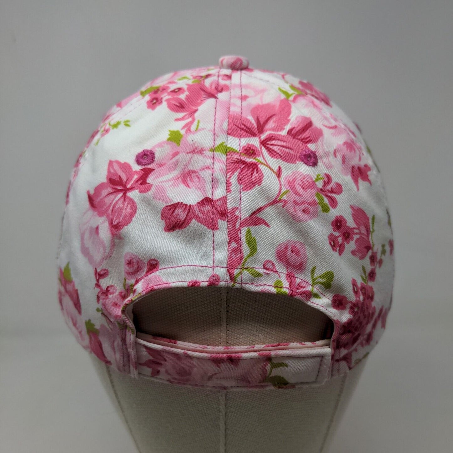 Unbranded Women's Strapback Hat Pink White OSFA Floral Cotton Poly Blend