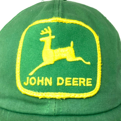 VTG John Deere SnapBack Mesh Back Hat Embroidered Logo Green Swingster Made USA