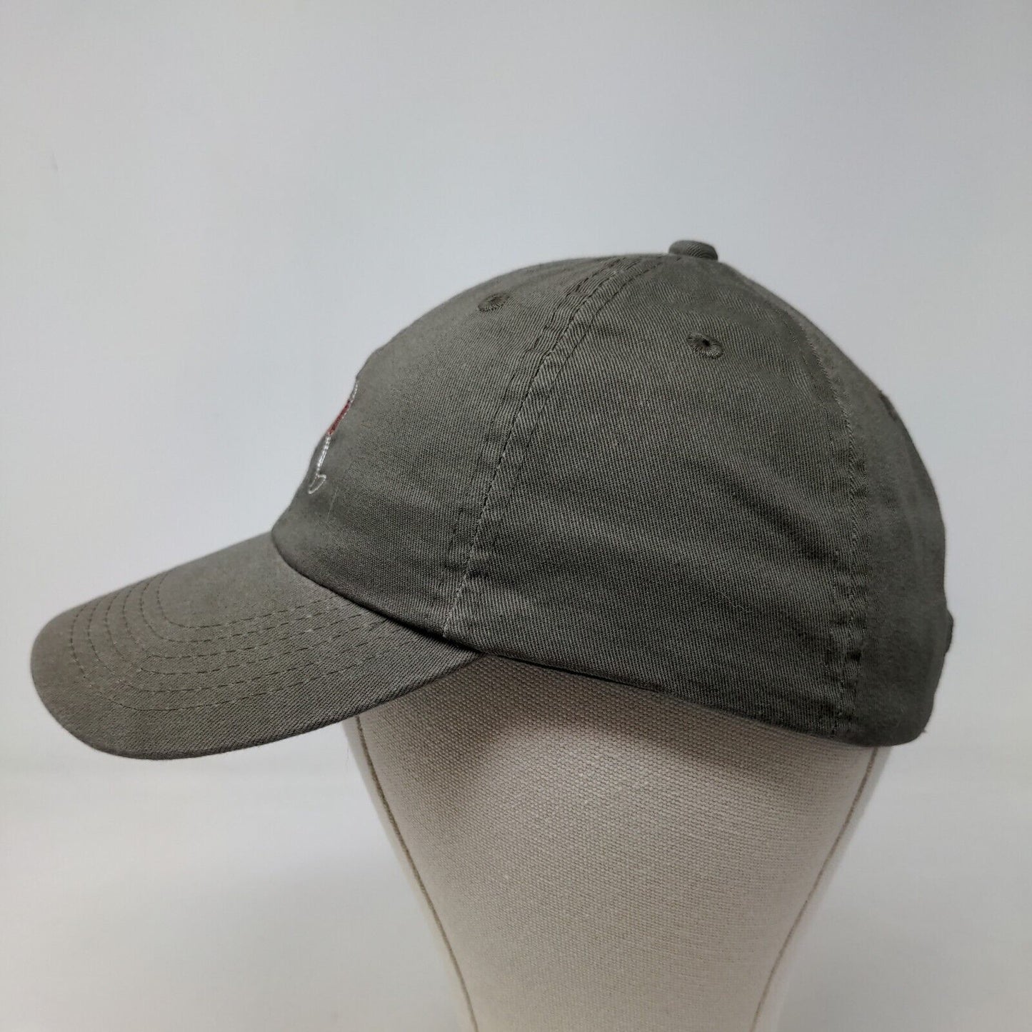 Unbranded Men's Slideback Hat Gray Beige 100% Cotton Embroidered Wine Logo