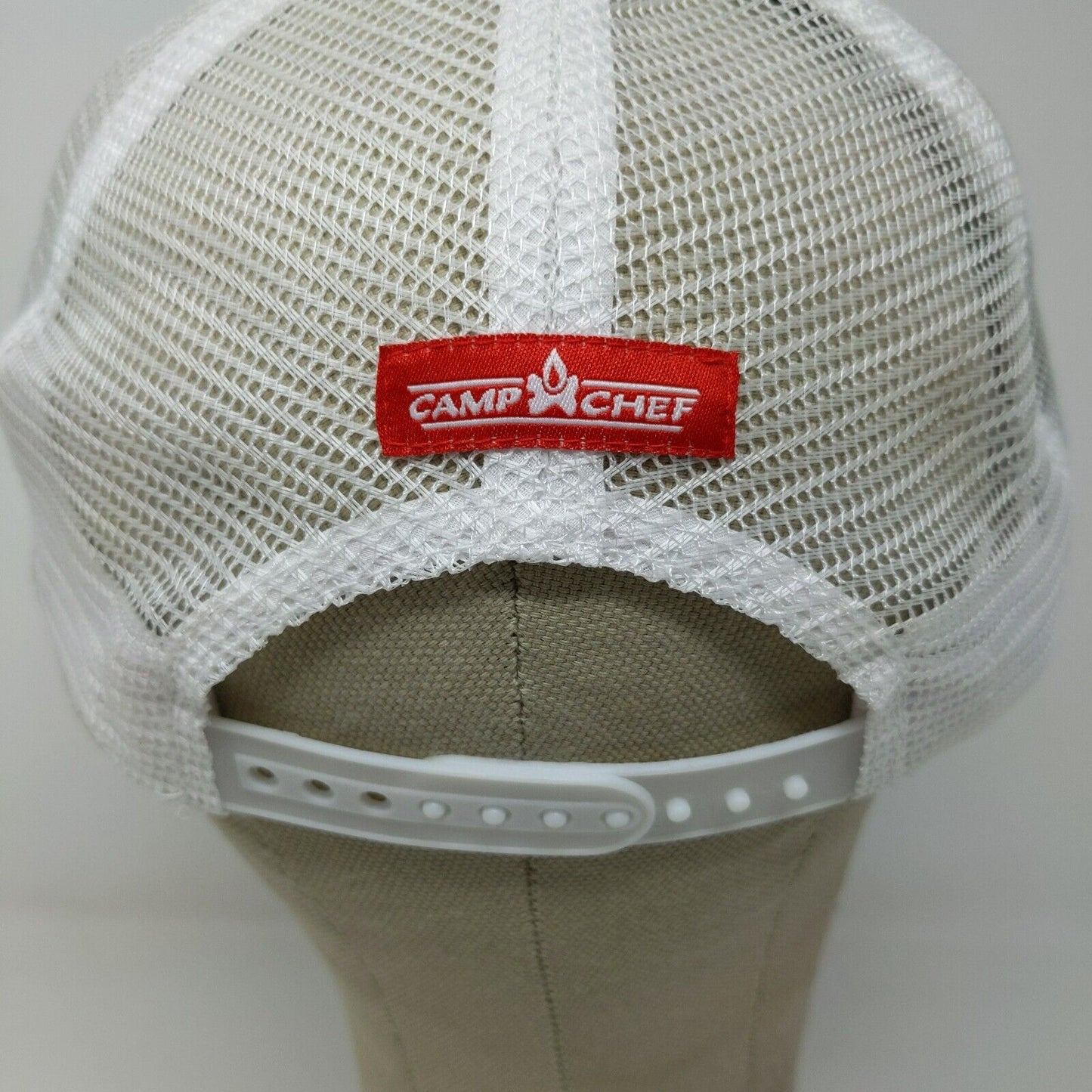 Camp Chef Mesh Snapback Cap Adjustable Hat Gray White Embroidered Logo OSFA