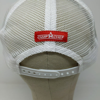 Camp Chef Mesh Snapback Cap Adjustable Hat Gray White Embroidered Logo OSFA