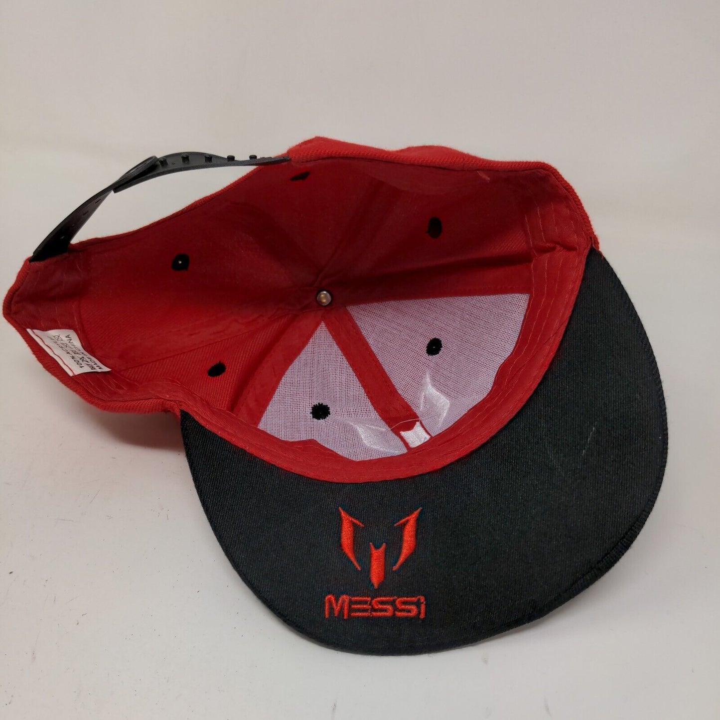 Messi Men's Snapback Hat Red Black Adjustable Embroidered Logo 100% Acrylic