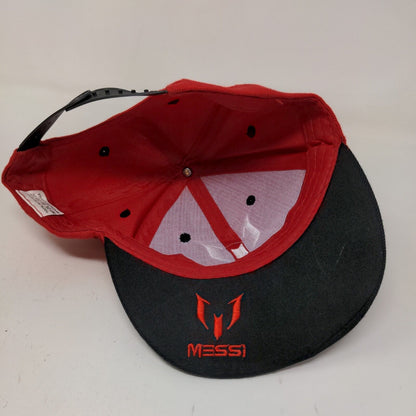 Messi Men's Snapback Hat Red Black Adjustable Embroidered Logo 100% Acrylic