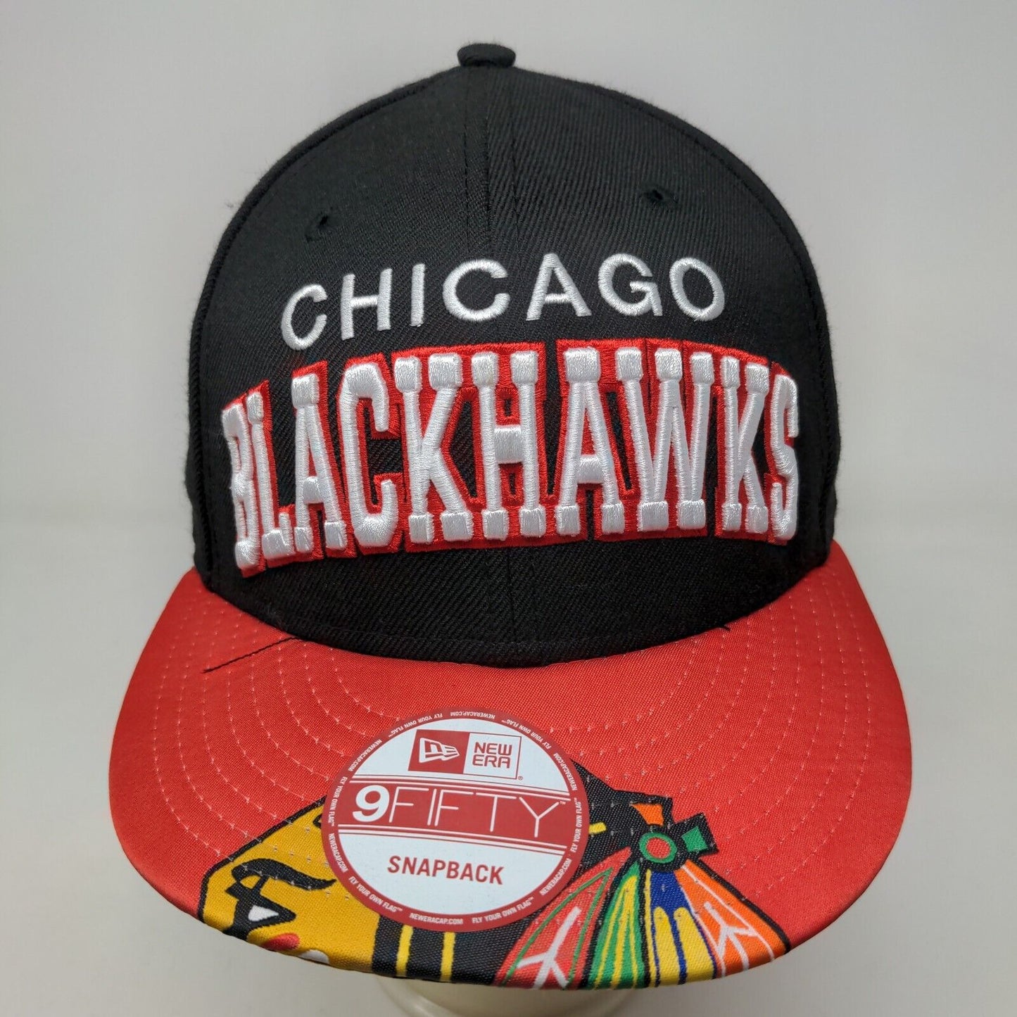 New Era 9Fifty Men's NHL Chicago Blackhawks Snapback Hat Black OSFM Big Logo