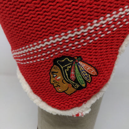 Reebok Face Off NHL Men's Beanie Hat Red OSFA Striped Chicago Blackhawks