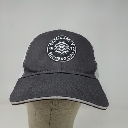 Eco ESG Men's Strapback Mesh Back Hat Gray White Adjustable Eco Safety Logo