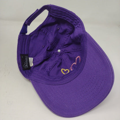 Cheyenne Mountain Zoo Strapback Hat Purple Embroidered Hearts Logo