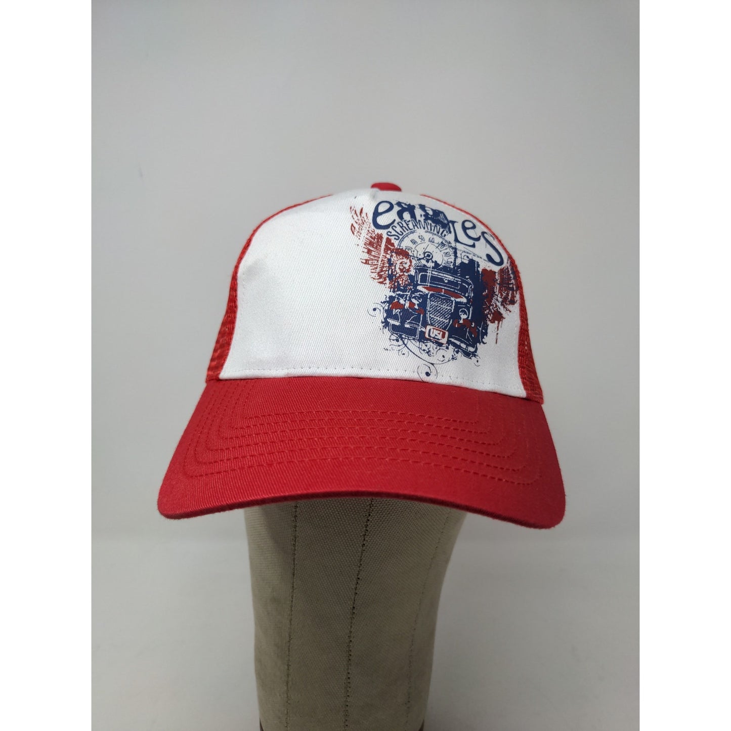 Screaming Eagles Meshback Snapback Trucker Hat OSFA Red & White