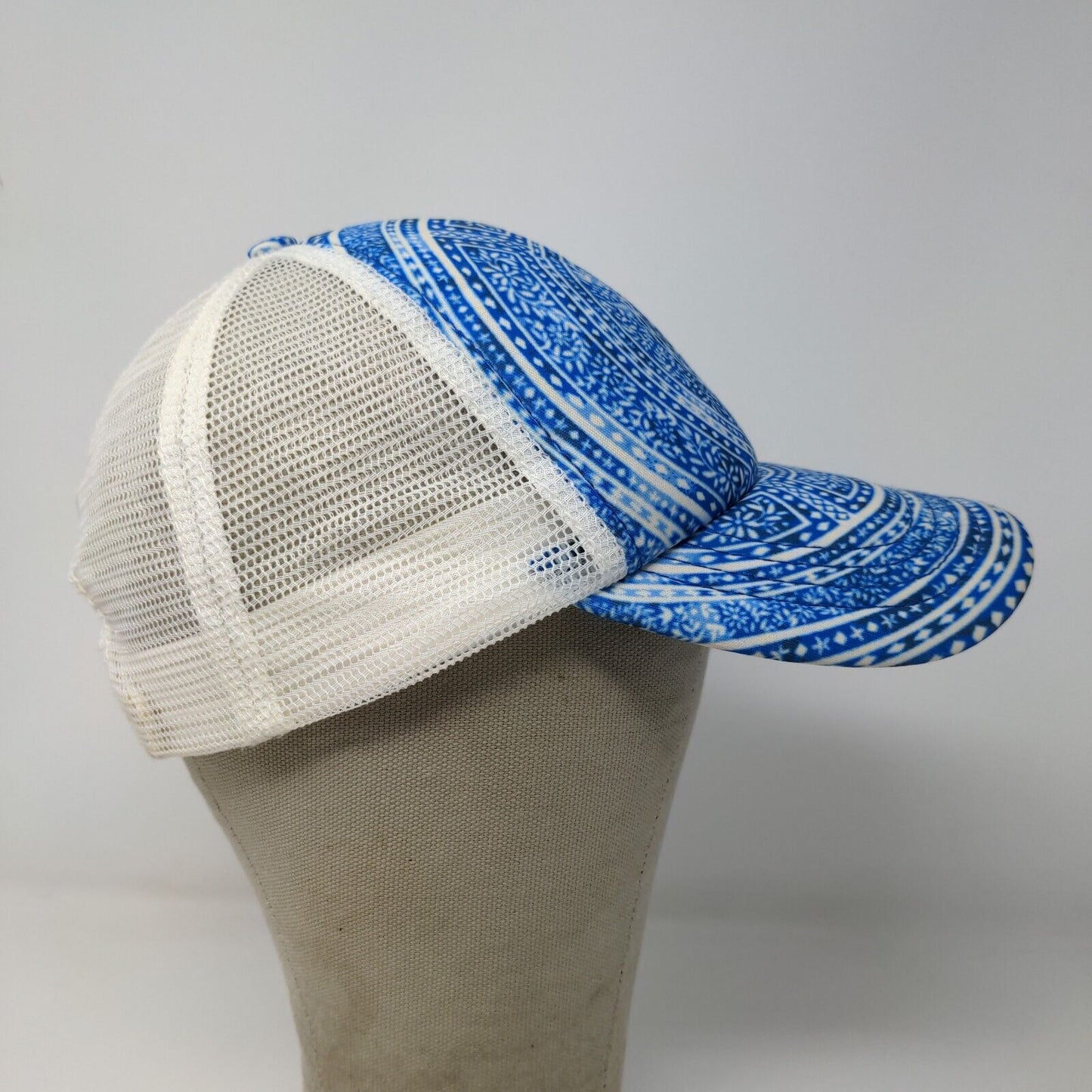 Billabong Men's Snapback Mesh Back Hat Blue White One Size Geometric Pattern