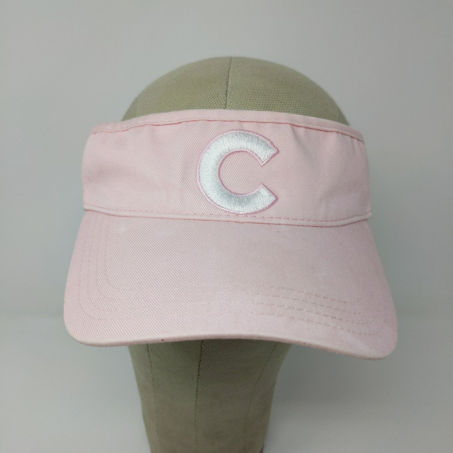 American Needle Strapback Sun Visor Hat Embroidered C Logo Pink