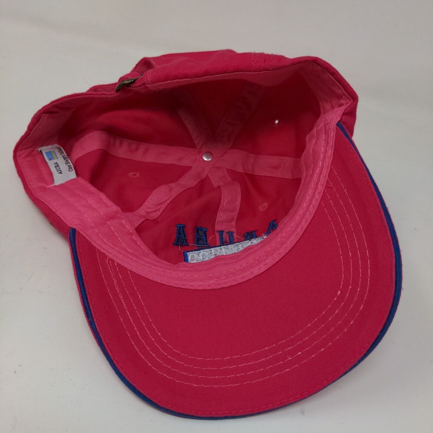 Aruba Women's Slideback Hat Pink Adjustable Embroidered Logo One Happy Island