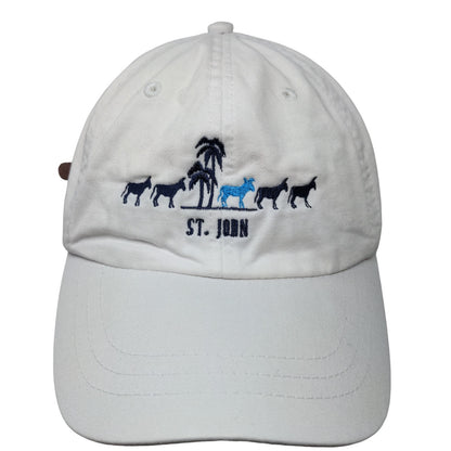 WPS Sports St. John Island Slideback Hat White Adjustable Embroidered Donkey