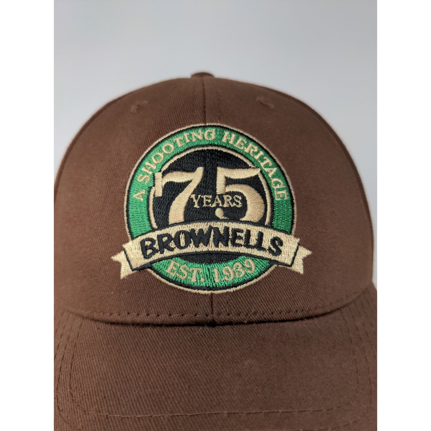 Brownells 75 Years Anniversary Strapback Hat Embroidered Logo Brown