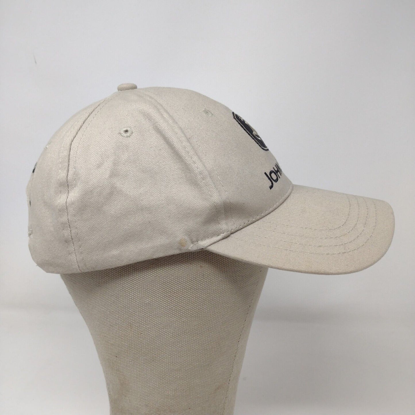 John Deere Men's Slideback Hat Tan OSFA Embroidered Logo 100% Cotton