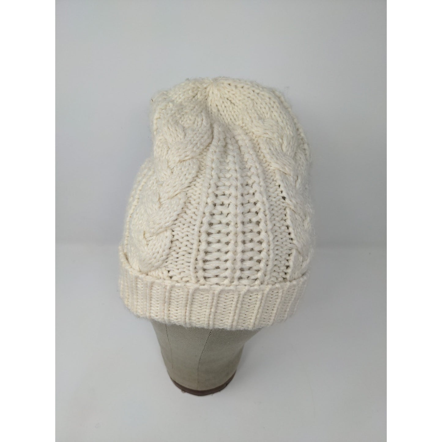 K Accessories Cable Knit Beanie Hat 100% Recycle Material Cream