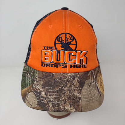 Team Realtree Orange &  Camo Meshback Snapback Hat The Buck Drops Here Hunting