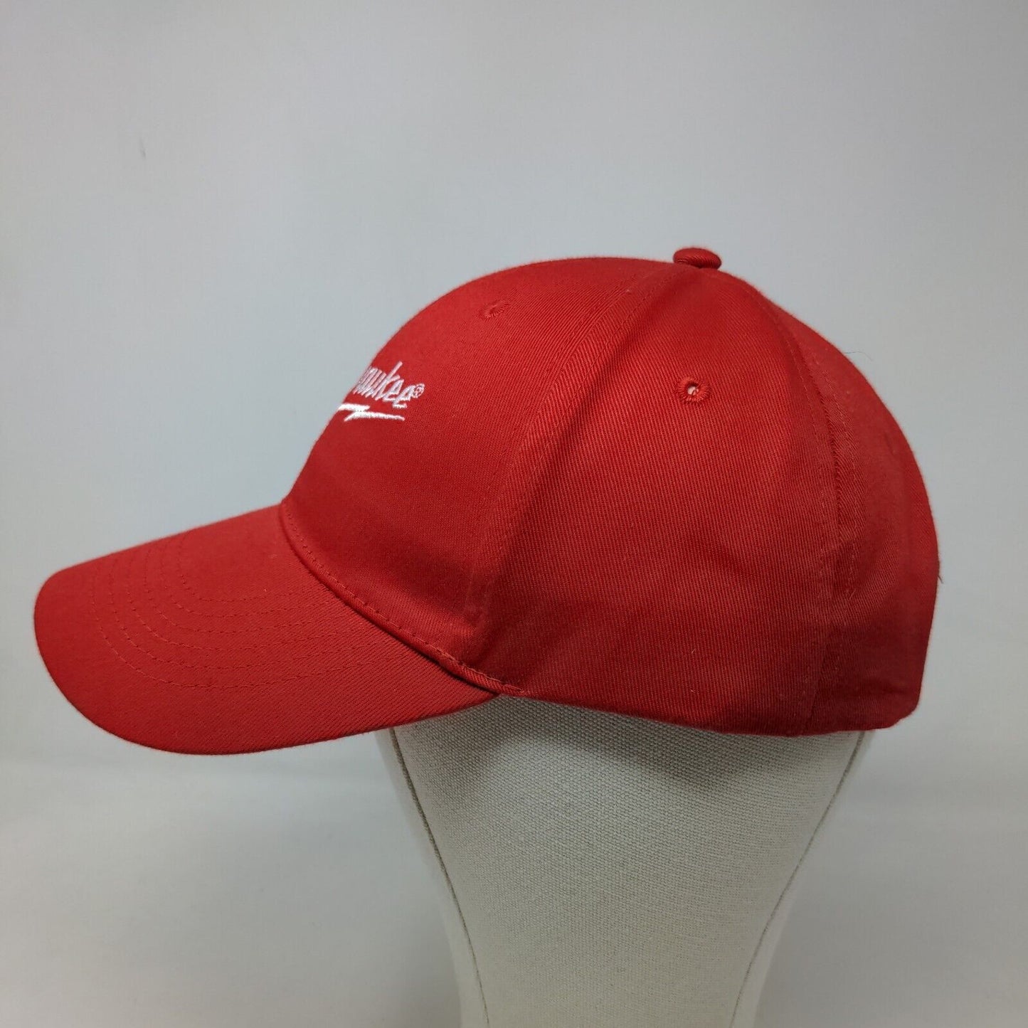 Milwaukee Tools Men's Strapback Hat Red Embroidered Logo Poly Cotton Blend