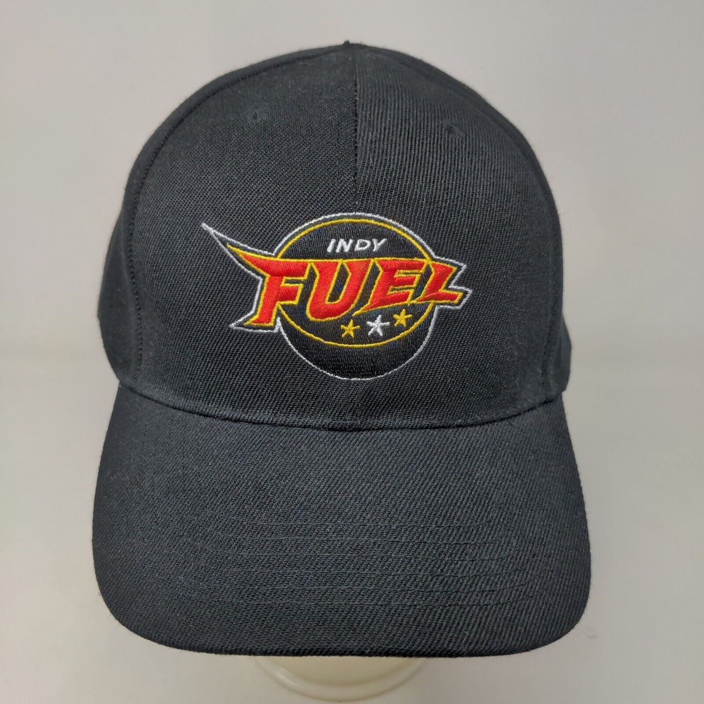 Indy Fuel Men's Strapback Hat Black Adjustable Embroidered Logo Acrylic Hockey