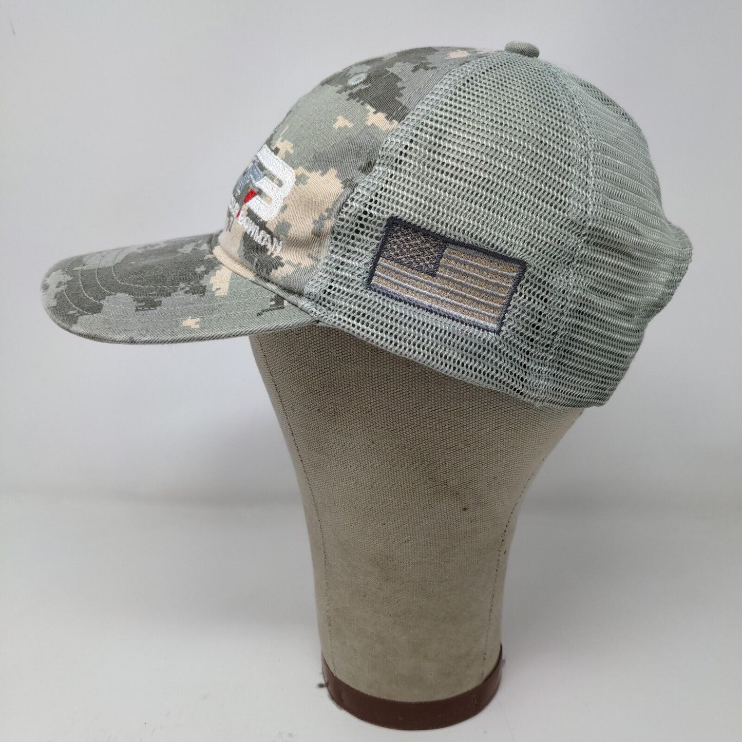 Fessler Bowman Mens Snapback Meshback Gray Camo Hat Size M/L Embroidered Logo