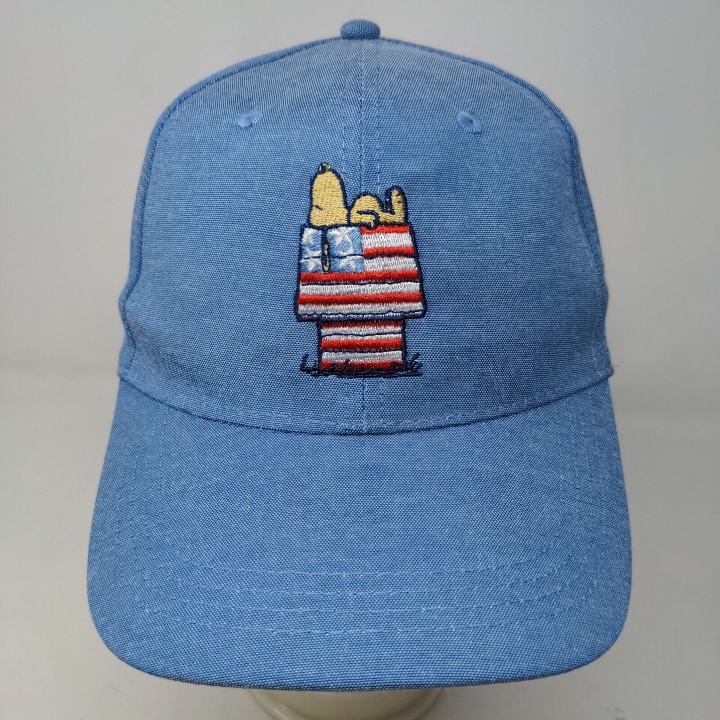 Peanuts Men's Strapback Hat Blue OSFM Embroidered Patriotic Logo Snoopy