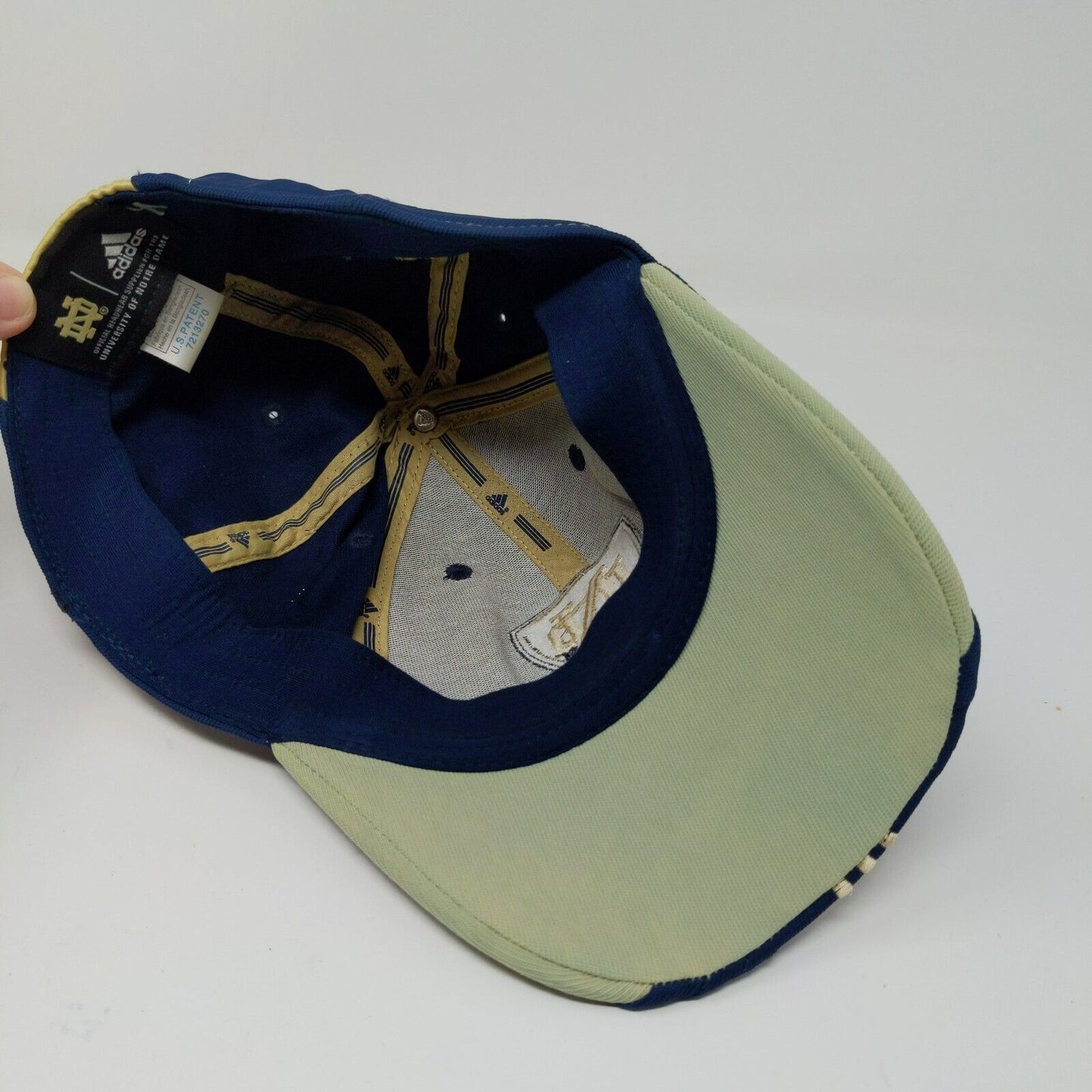 NCAA Notre Dame Adidas Blue Gold Stretch Fit Hat Cap Size S / M Embroidered