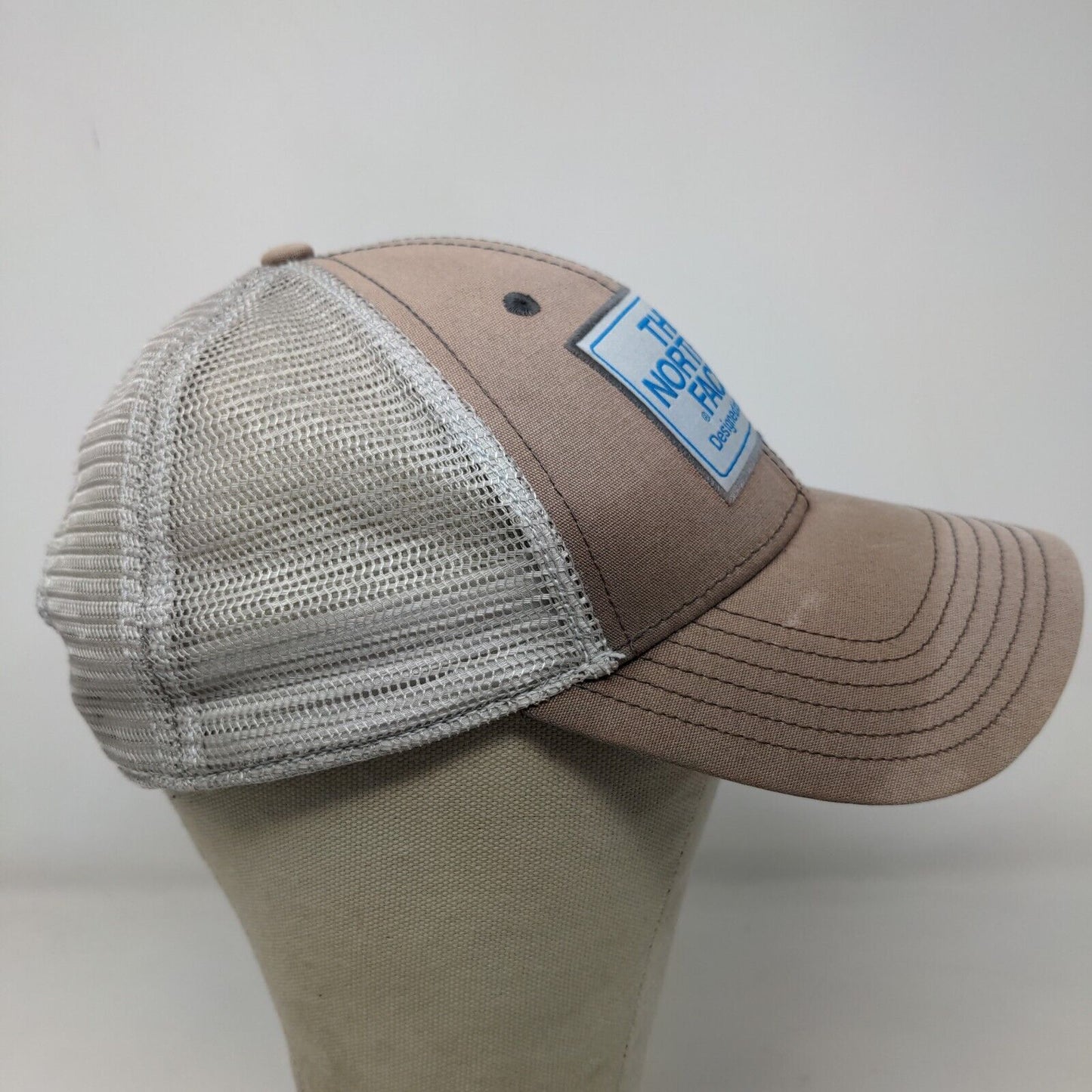 The North Face Men's Snapback Mesh Back Hat Tan Gray Patch Logo