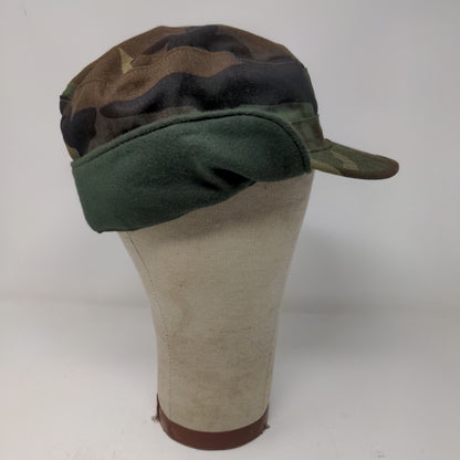 U.S. Military BDU Combat Cap Green Brown Camo Size 7.5 Ear Flaps