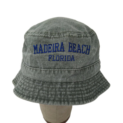 Madeira Beach Florida Bucket Hat Size M/L Green Embroidered Text