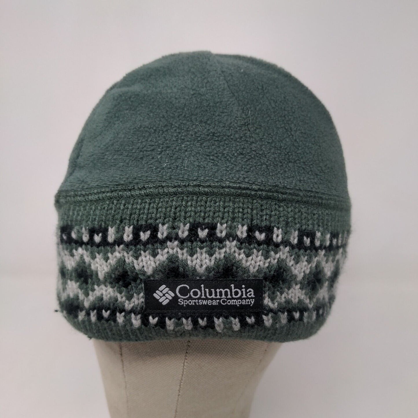 Columbia Boys Knit Beanie Hat Cap Green OSFA Fair Isle Polyester
