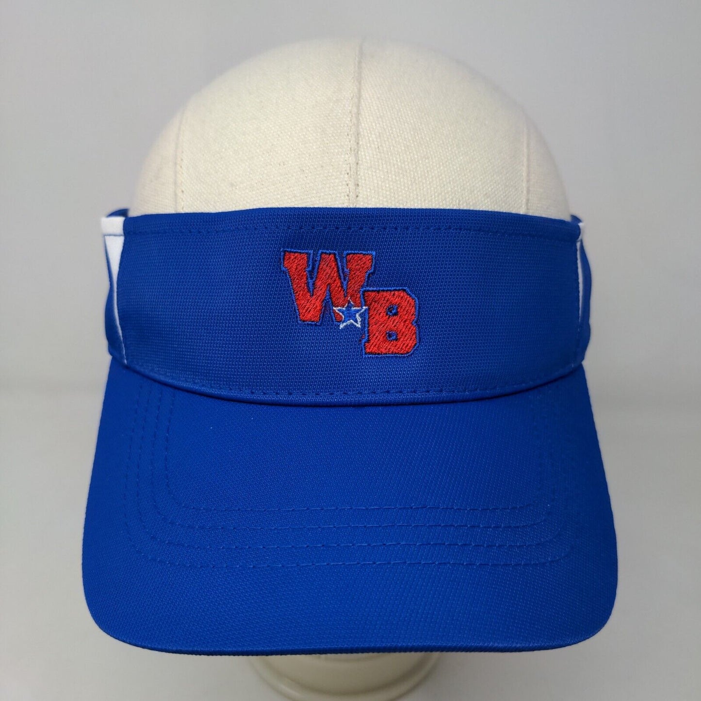 Sport-Tek Men's Strapback Sun Visor Hat Blue Embroidered WB Logo Nylon Cotton