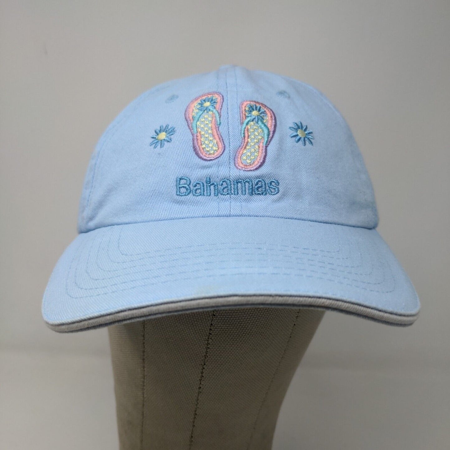 Bahamas Women's Strapback Hat Blue OSFA Embroidered Flip Flops Logo