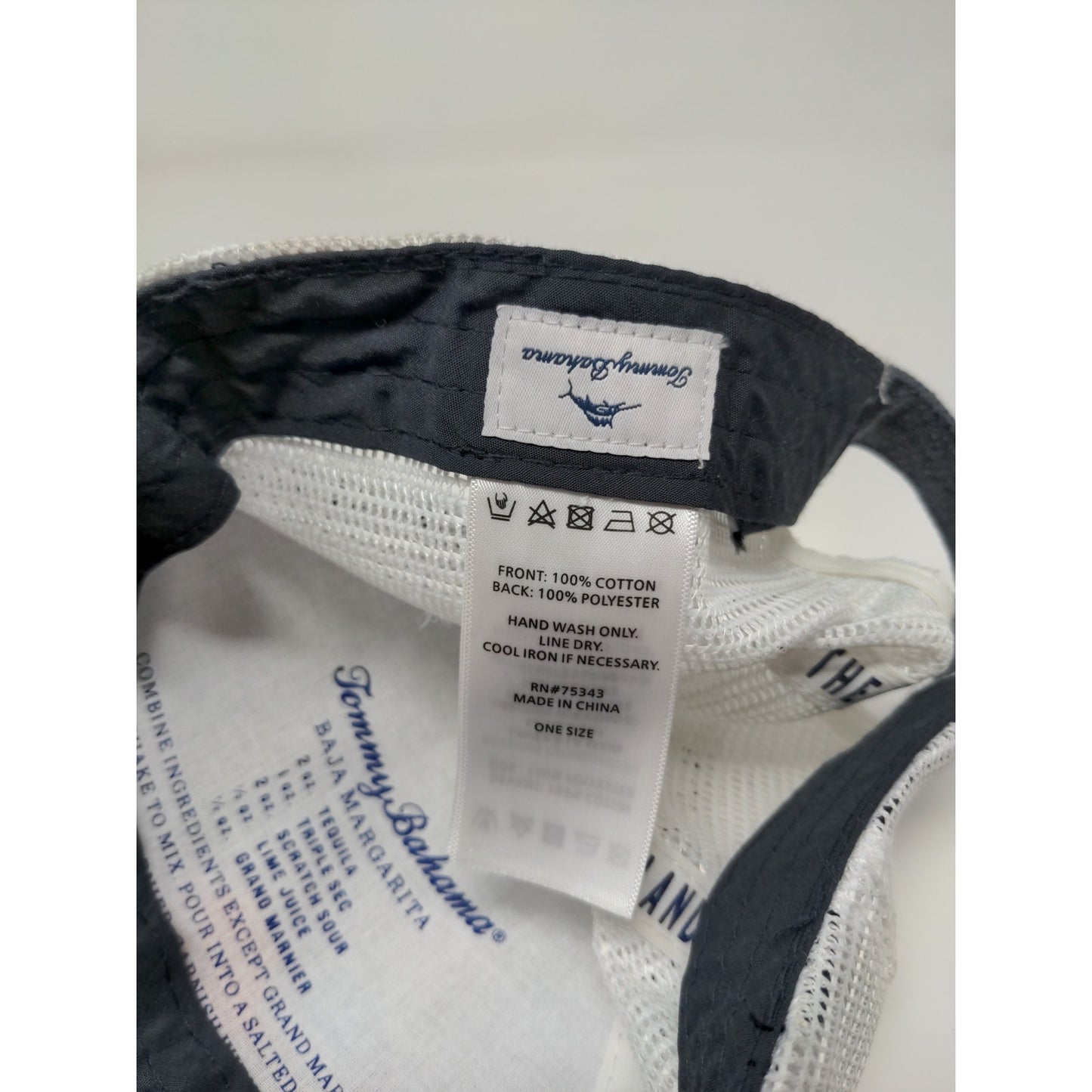Tommy Bahama Slideback Mesh Back Hat Gray & White Embroidered Logo One Size