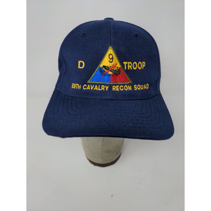 89th Cavalry Recon Squad D Troop Fitted Hat Size 7 1/4 Blue Embroidered Logo