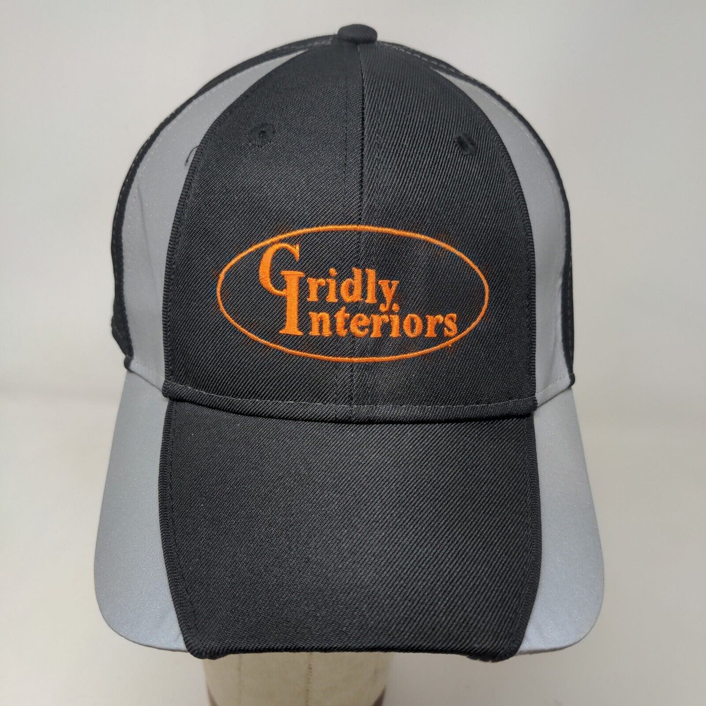 Otto Men's Strapback Hat Black Gray OSFM Gridley Interiors Embroidered Logo