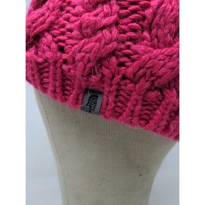 Girls The North Face Cable Knit Hat 70% Acrylic 20% Wool 10% Alpaca Pink Size M