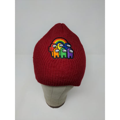 J.X.M.Y. Among Us Beanie Hat Embroidered Logo Rainbow Game Red SUS