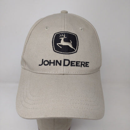 John Deere Men's Slideback Hat Tan OSFA Embroidered Logo 100% Cotton