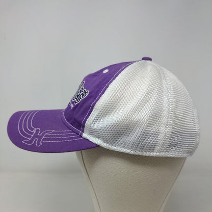 Hoosier Tire Men's Strapback Mesh Back Hat Purple White OSFA Embroidered Logo