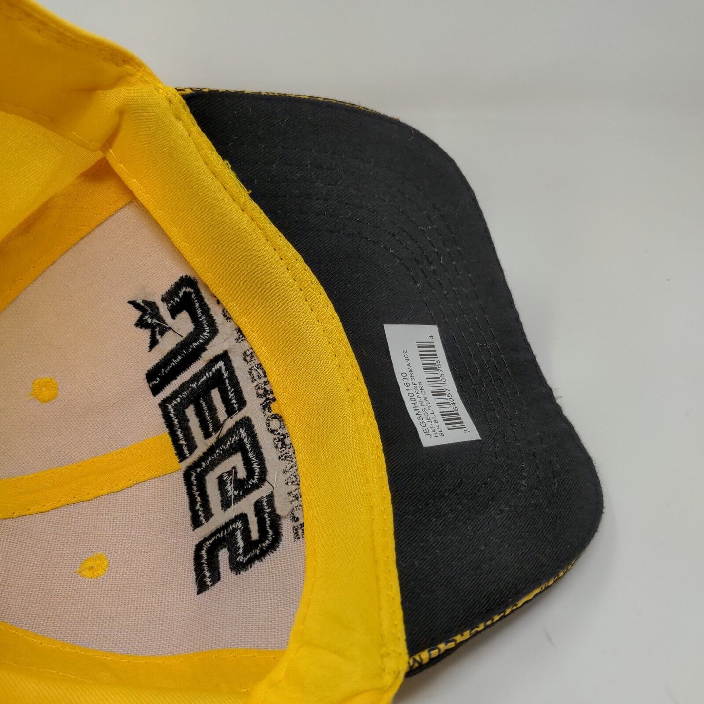 JEGS High Performance Strapback Hat Black Yellow Adjustable Embroidered Logo