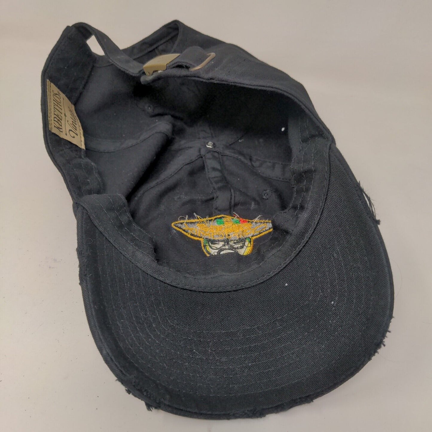 KB Ethos Men's Slideback Hat Black Embroidered Logo Chinomix 100% Cotton