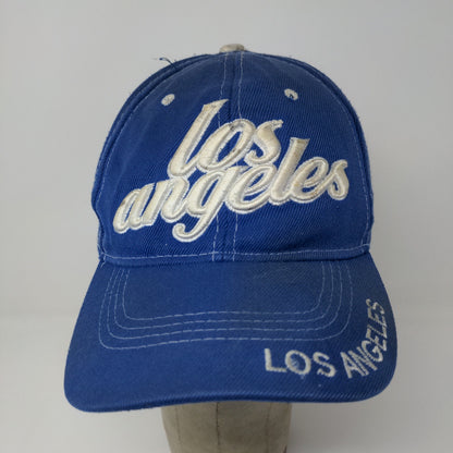 Los Angeles LA Strapback Hat Embroidered Spell Out Blue White Acrylic