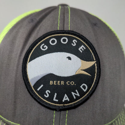 Goose Island Beer Co Mens Meshback Snapback Hat Gray Yellow Embroidered Logo