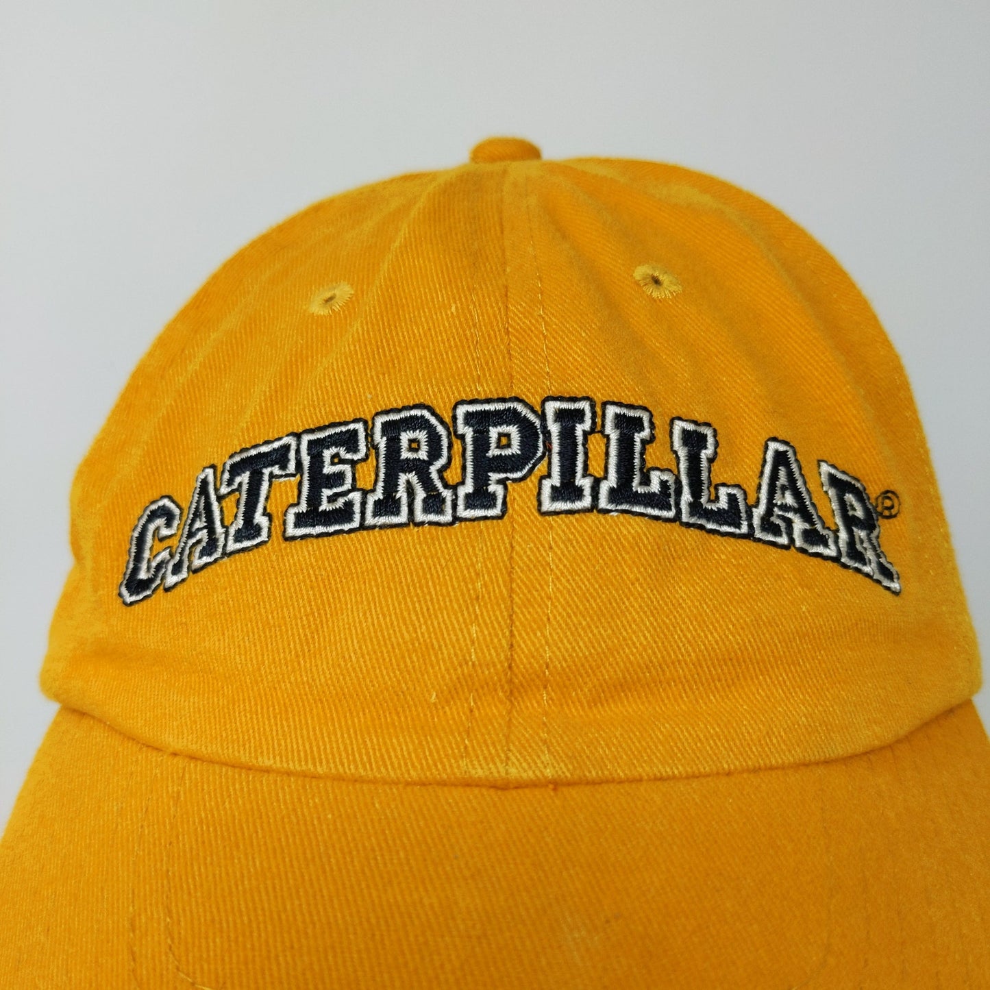 CAT Caterpillar Malaga Slideback Hat Embroidered Spell Out Yellow