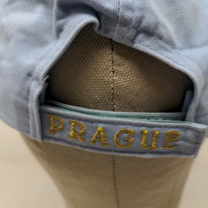 Praha Drinking Tea Men's Strapback Hat Prague Souvenir Embroidered Logo Blue 58